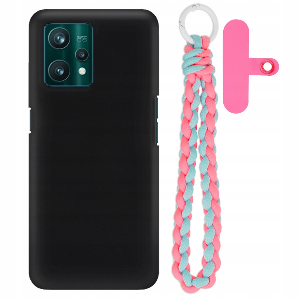 Pouzdro Pro Realme 9 Pro Plus Matné Černé Pouzdro Růžovo-modrý Držák