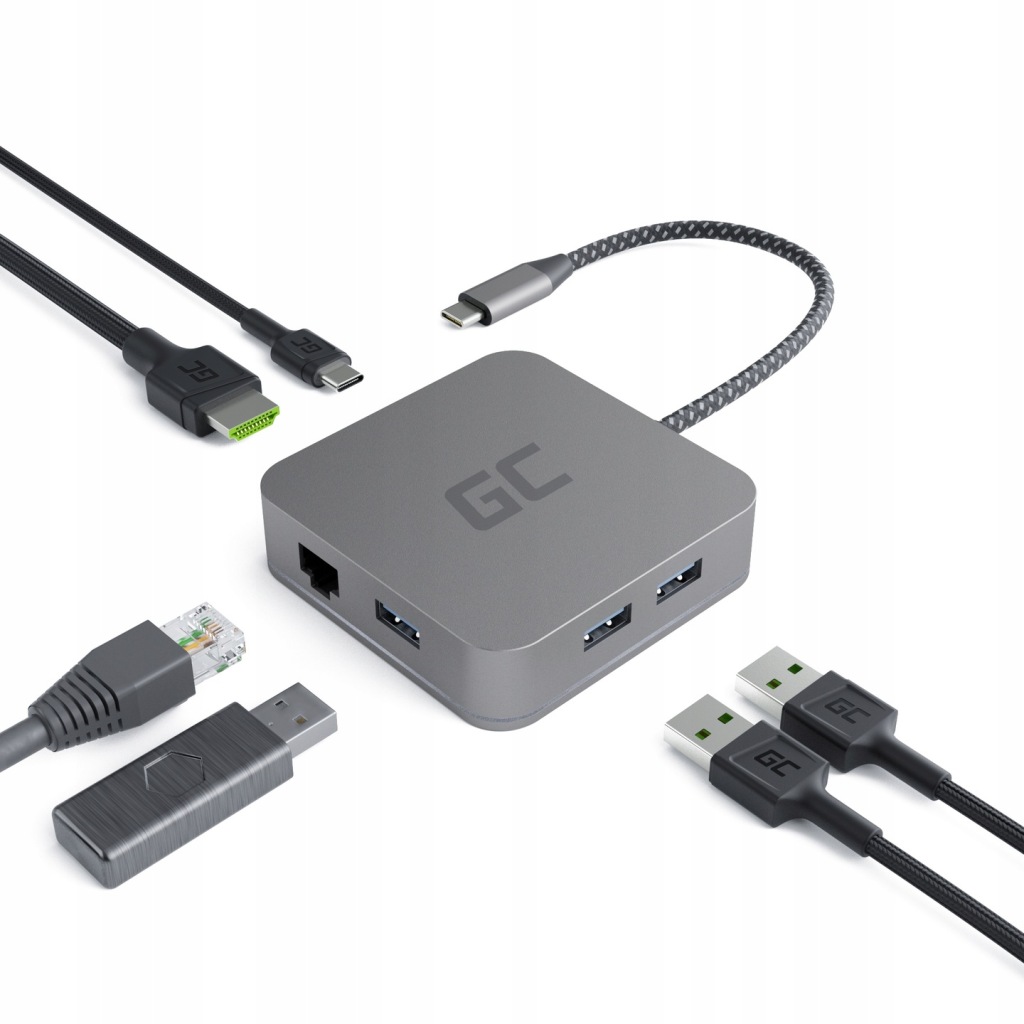 Hub Usb-c Adaptér Usb 6V1 3x Usb 3.0 Usb C Ethernet Hdmi 4K Pro Macbook Pro