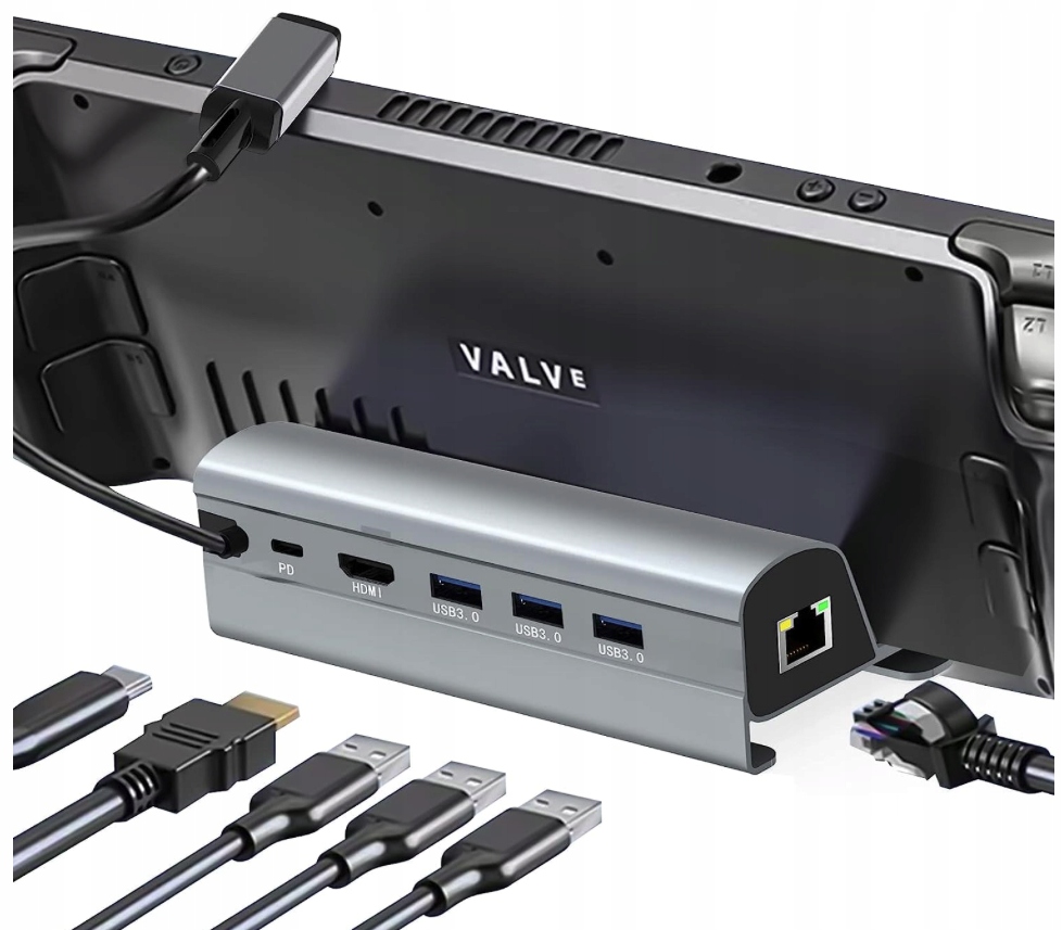 Dokovací stanice Hub Usb-c pro Steam Deck Asus Rog Ally Ally X Hdmi 4k Usb 3.0 Pd Lan