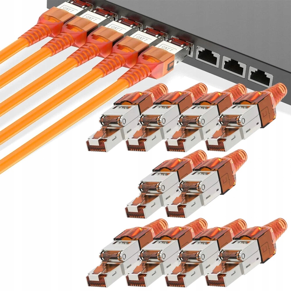 10 Ks Zástrčka RJ45 Stp KAT.6A KAT.7 Beznástrojová