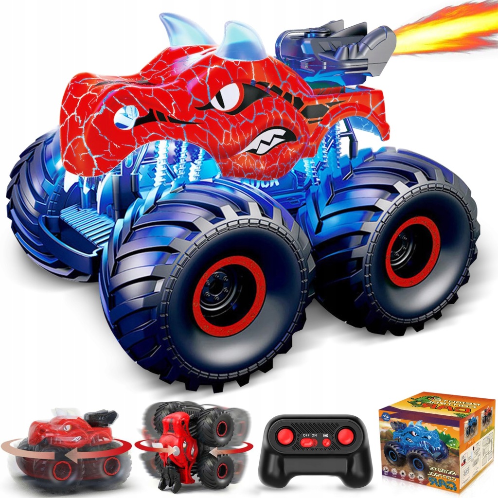 Monster truck, Terénní auto na dálkové ovládání, rozprašování, Červené