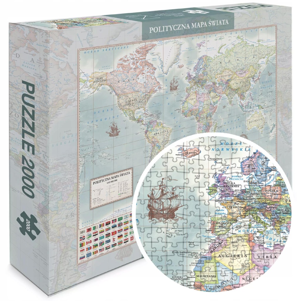 Logická Skládačka Hobby Puzzle Manuální hra 2000 dílků Mapa světa