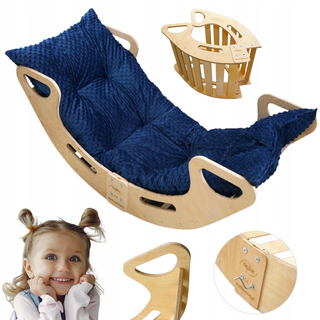 Houpačka dřevěný s polštářkem Granát Montessori pro dítě 110 cm/velikost XL Pl