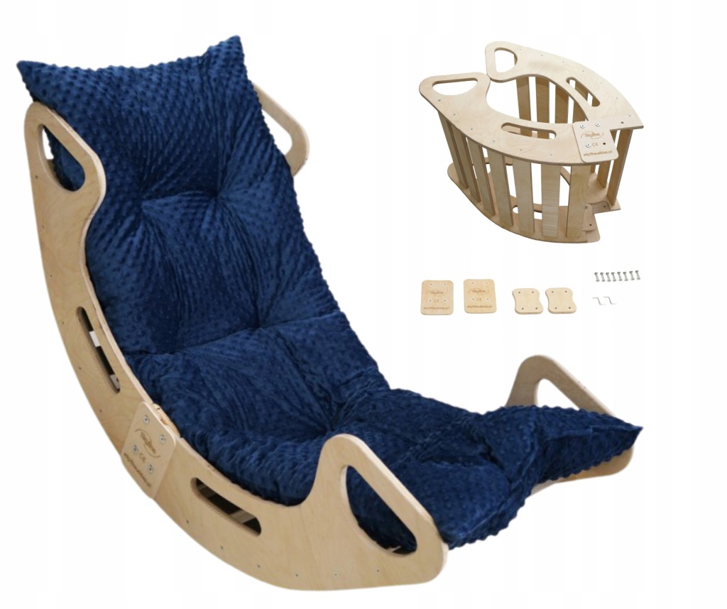 Houpačka dřevěný s polštářkem Granát Montessori pro dítě 110 cm/velikost XL Pl
