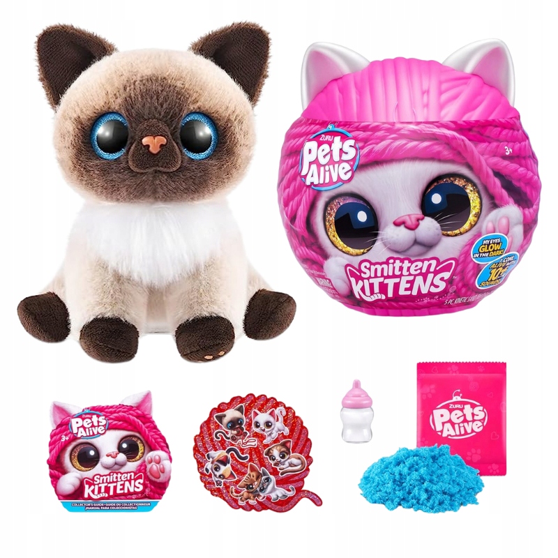 Zuru Pets Alive Smitten Kitten Interaktivní plyšová kočka Plyšák klubíčko