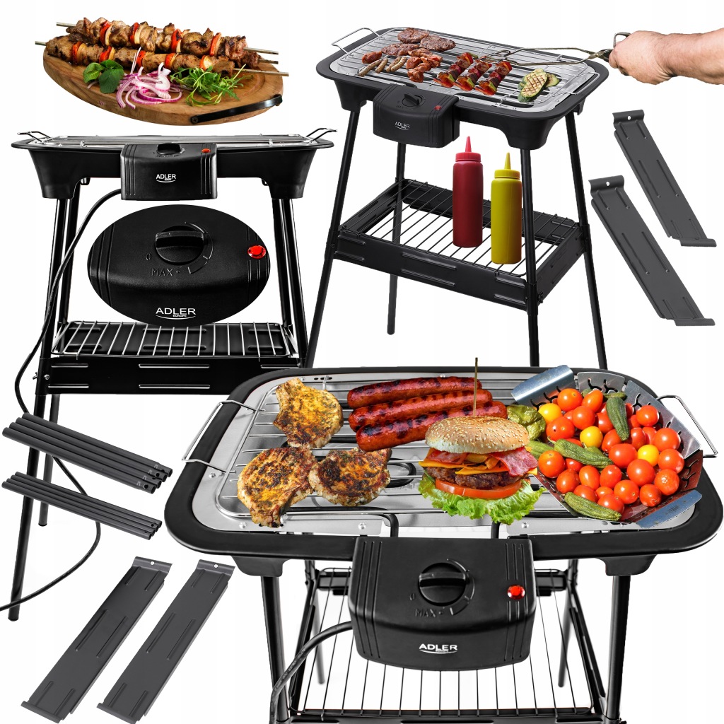 Elektrický Gril 2400W Zahradní Stolní Bbq Regulace teploty °C 2v1