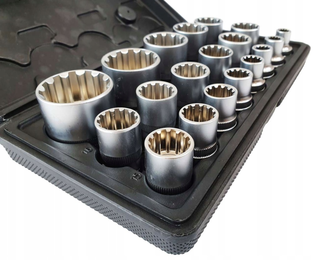 Zdjęcie okazji: Zestaw Klucze Nasadowe 12 Kątne Nasadki 1/2" 8-32 mm Spline Walizka