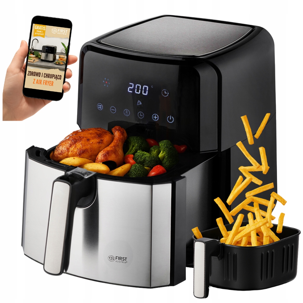 Air Fryer Fritéza Beztuková 5L Led Tichá 1700W 8v1 First Austria