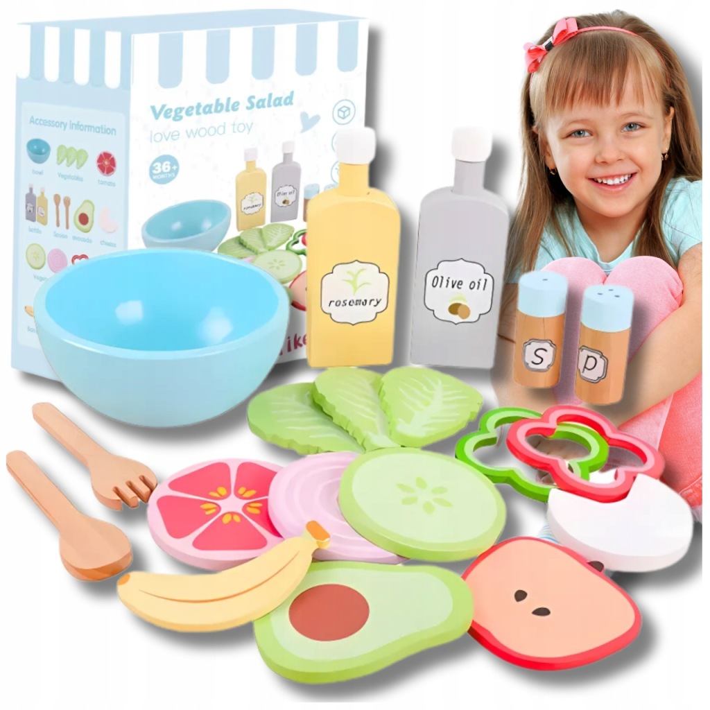 Dřevěná sada zeleniny salátů Montessori kuchyňské hračky na hraní
