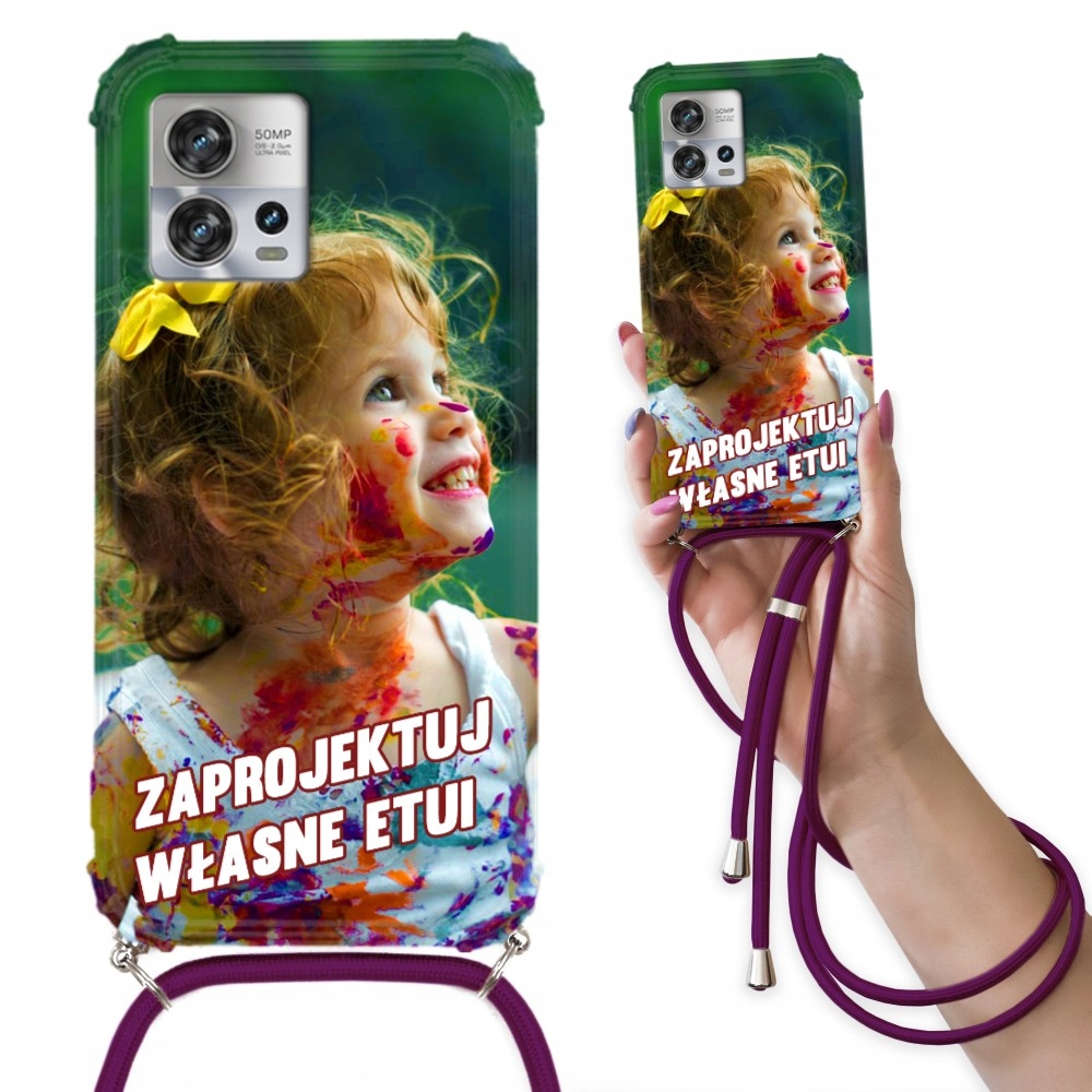 Pouzdro Pro Motorola Edge 30 Fusion Crossbody Šňůrka Fialová Vaše fotografie