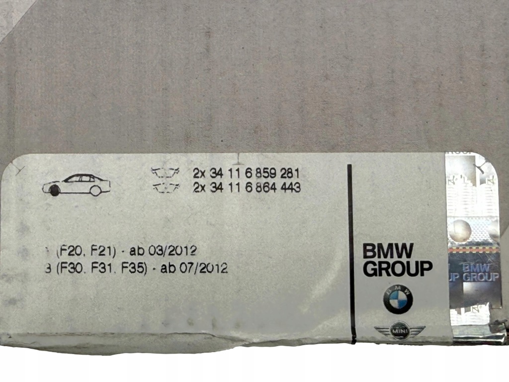 Bmw 3 F30 F31 4 F32 F33 Klocki Hamulcowe Bezazbestowe Przód OE 34116865460 — zdjęcie 5