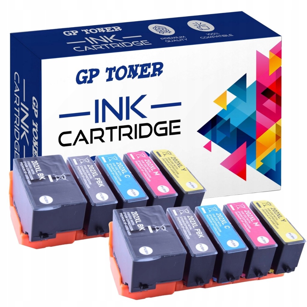 10x Náplně Do Tiskárny Epson 202XL XP-6000 XP-6005 XP6100 XP6105 Set