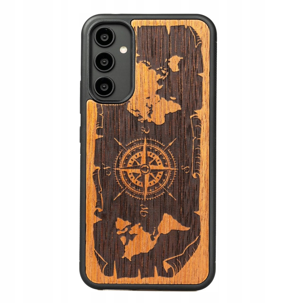 Dřevěné Pouzdro Bewood pro Samsung Galaxy A54 5G Růže Větrů Merbau