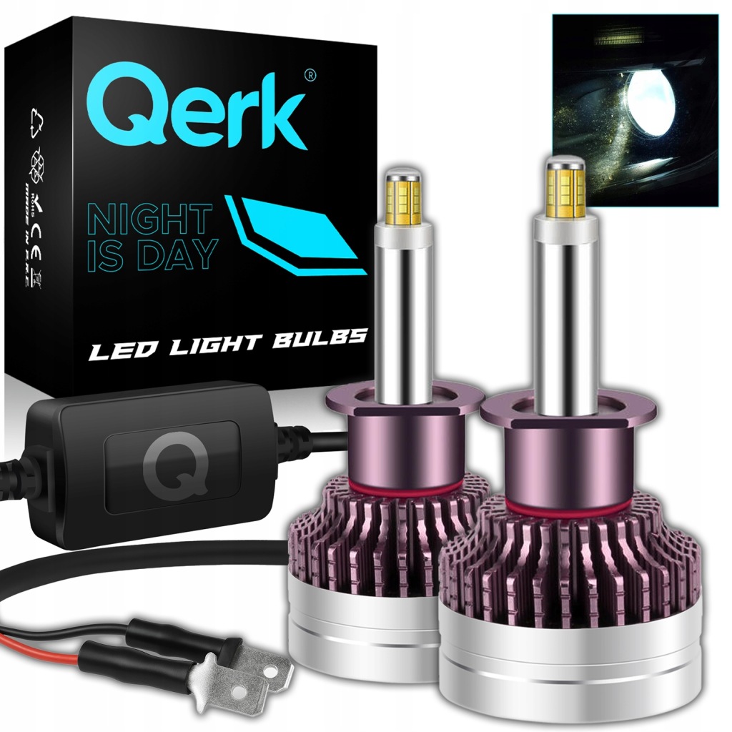 Led žárovky H1 Qerk Q9 360° 2x Více Světla Canbus Studená Bílá 6500k 2ks