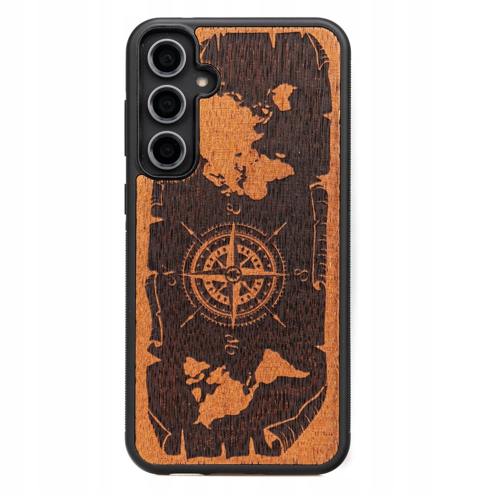 Dřevěné Pouzdro Bewood pro Samsung Galaxy S23 Fe Růže Větrů Merbau