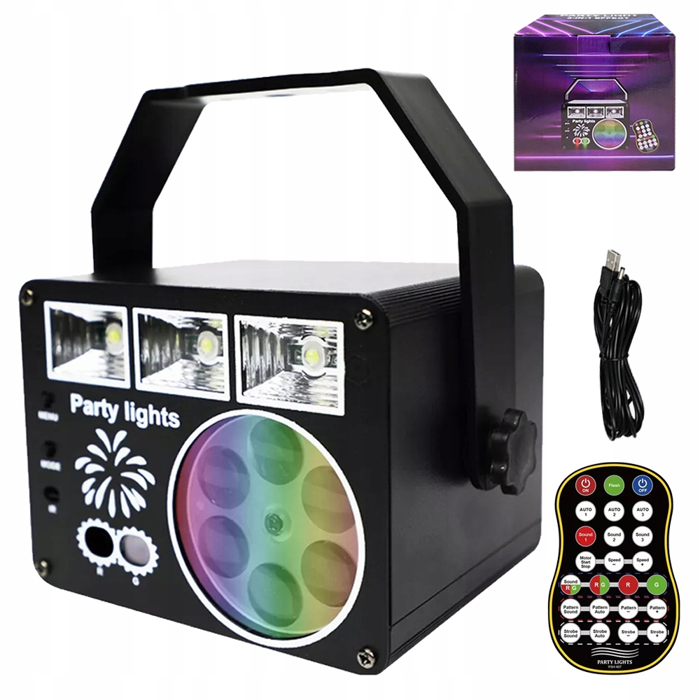 Led Rgb Diskotéková Lampa S Dálkovým Ovládáním, Otočná O 360 Stupňů Usb