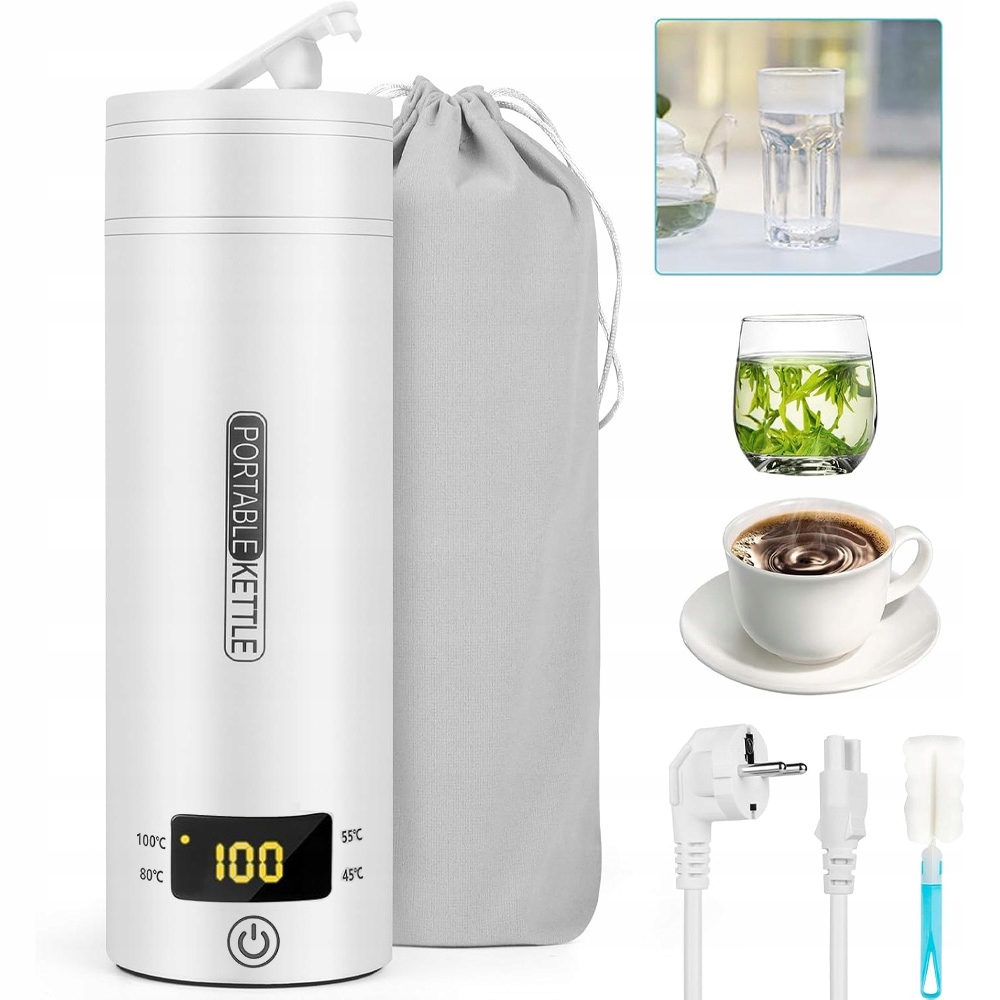 Přenosná Cestovní Mini Rychlovarná Konvice/elektrická Termoska S Displejem 450 ML