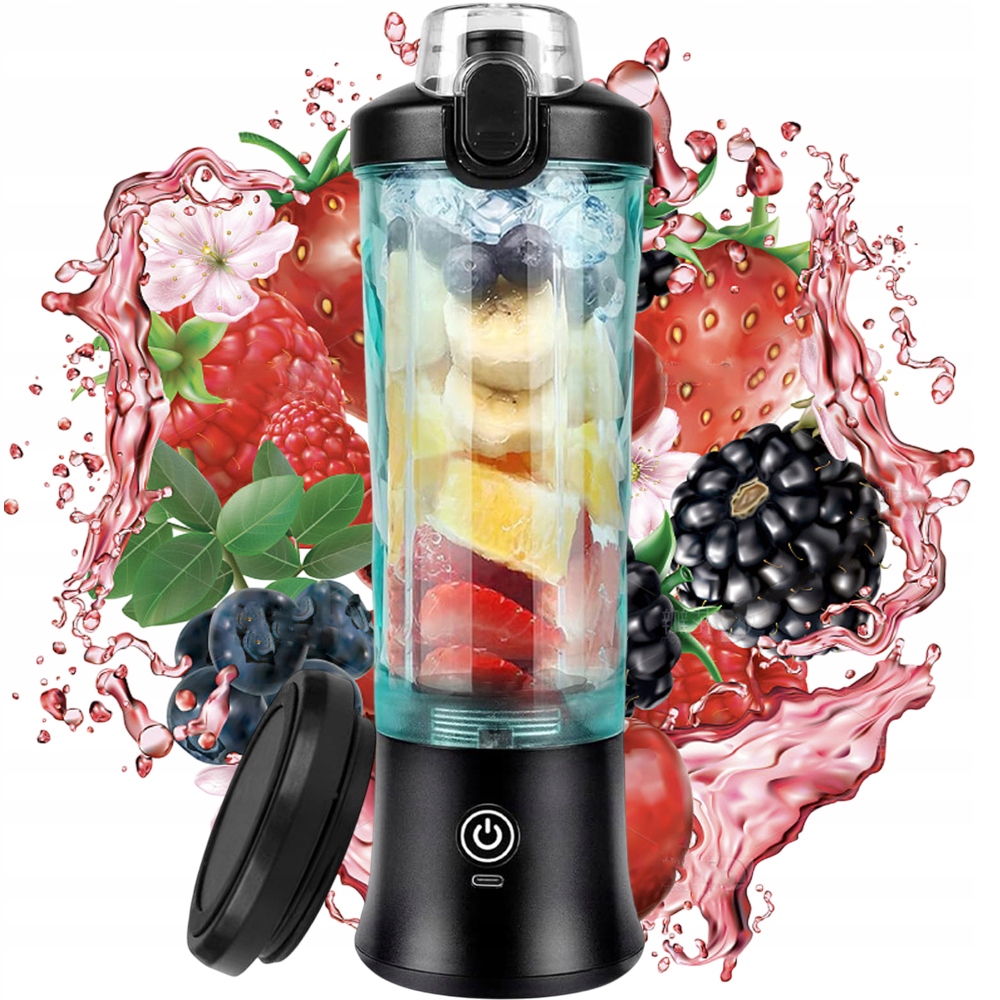 Přenosný Bezdrátový Mixér Na Cestovní Šťávy, Skleněný, Černý, 500 ML