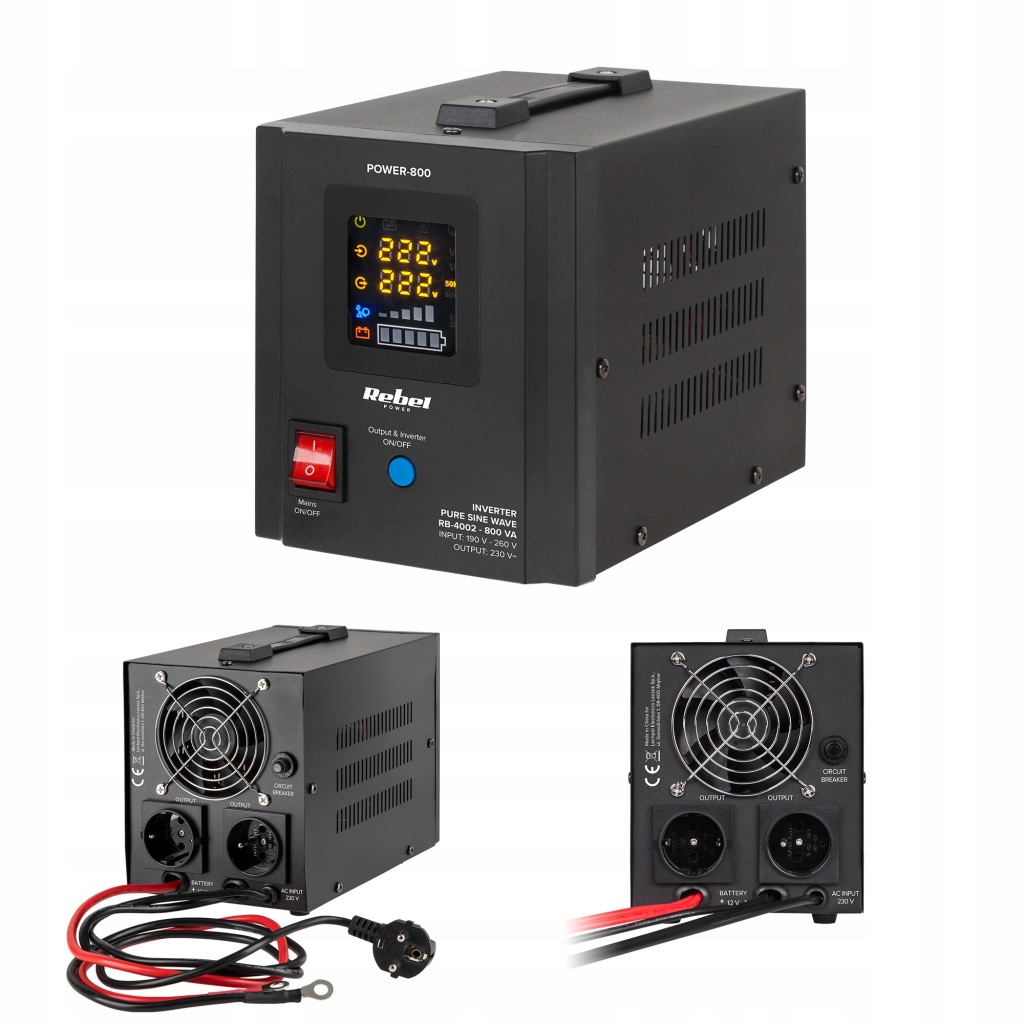 Záložní zdroj Ups Rebel Power 800 12V/230V 800VA/500W