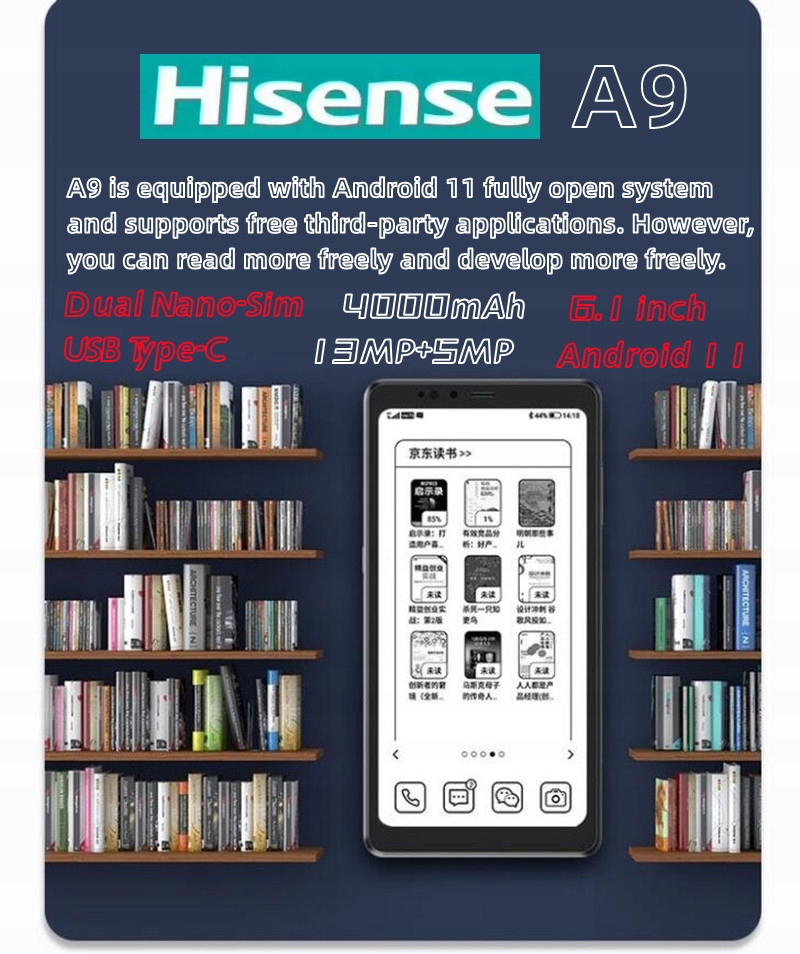 Hisense A9 Reading Smartphone 6G+128G 6.1Inch EInk - 14571281028
