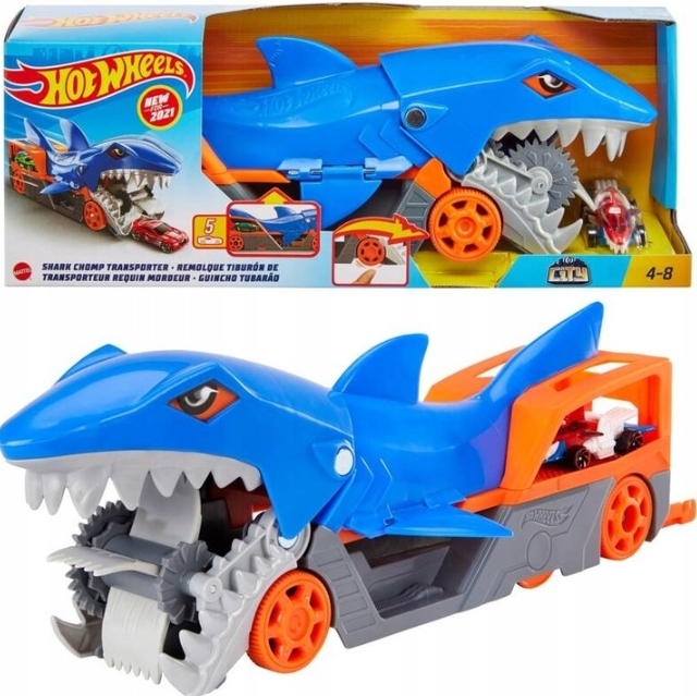 Set Hot Wheels City Transportér Autíček Žralok A Autíčko Dráha