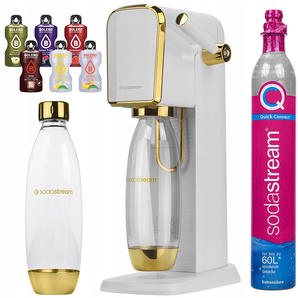 Sada Výrobník Sody Sodastream Art Bílo-zlatá Láhev Náplň Doplňky
