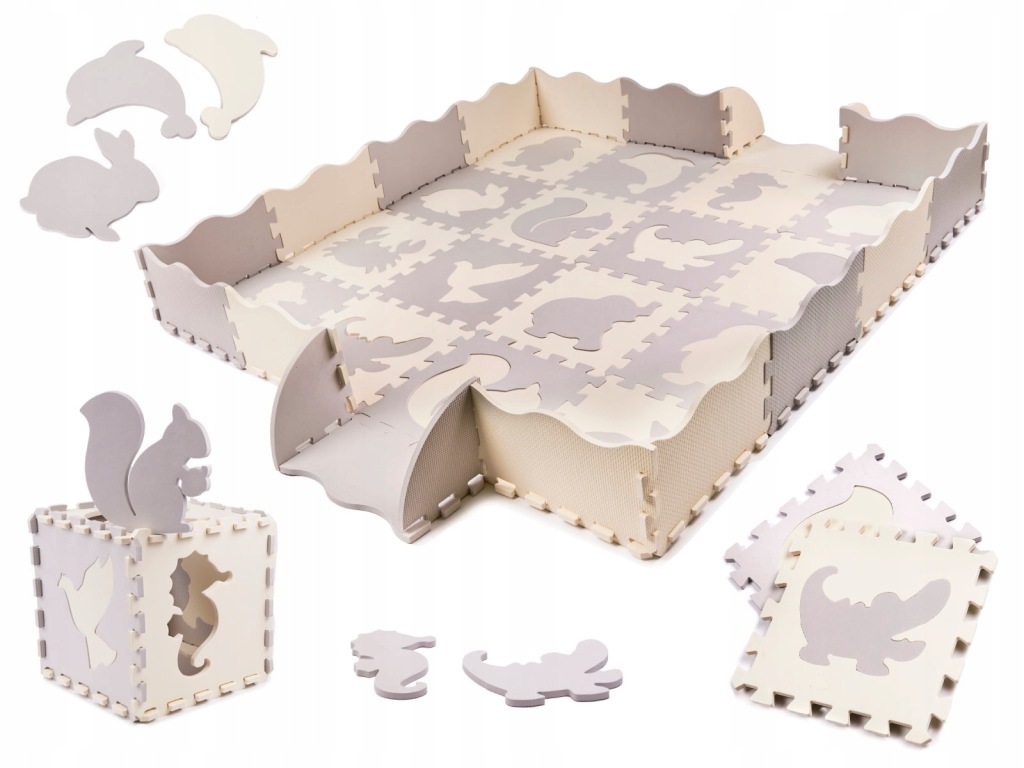 Velká Vzdělávací Podložka Pěnová Puzzle Ohrádka Šedá 36 dílků pro děti