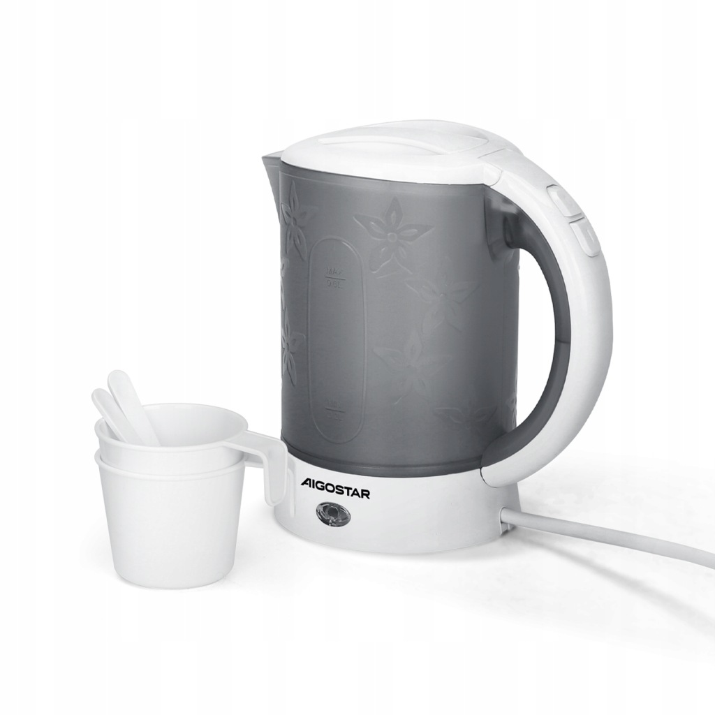 Turistická Cestovní Rychlovarná Konvice 0,6 L 650 W 2 Šálky 2 Lžičky