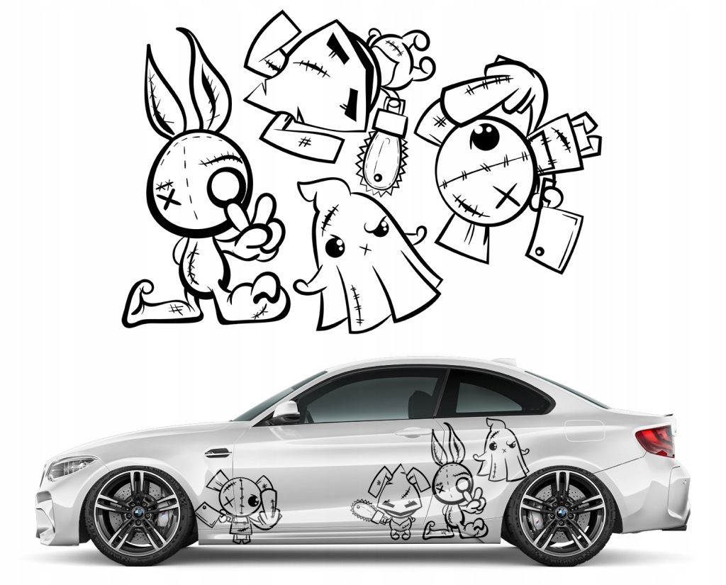 2x Nálepka Grafika na auto Motiv Králík Duch Ghost Anime 90x265
