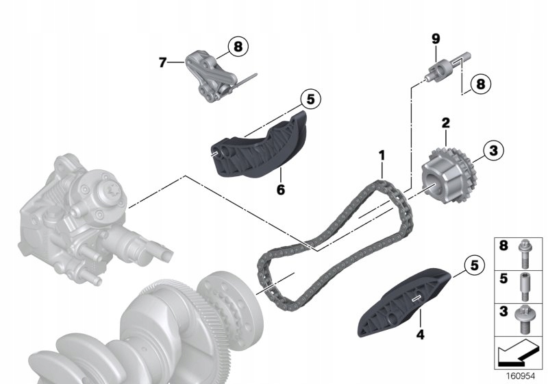 BMW F10 F20 F30 F40 G01 G11 MINI F54 F60 Napinacz Łańcucha Nowy OE 8572507 — zdjęcie 2