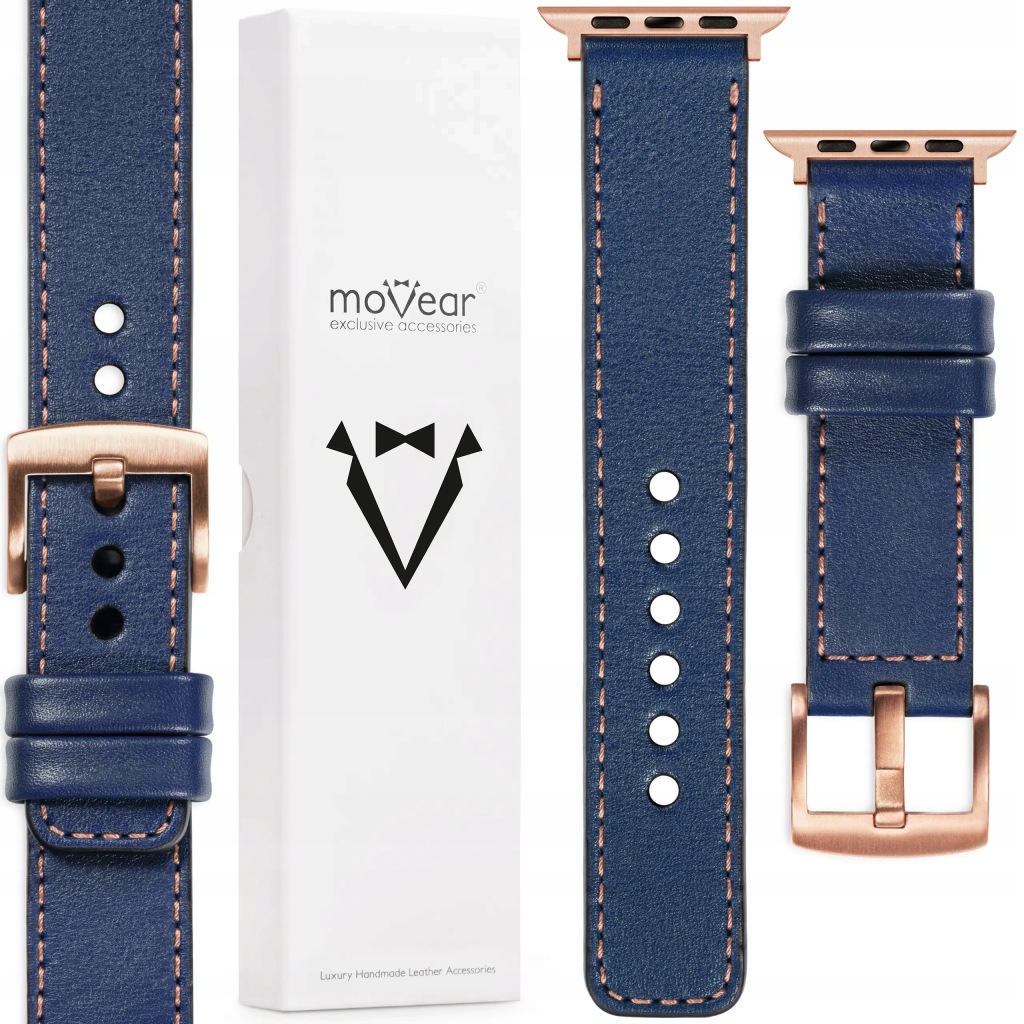 Kožený řemínek 22 mm pro Apple Watch 10 9 8 7 6 5 Se 42-40 mm Polský Movear