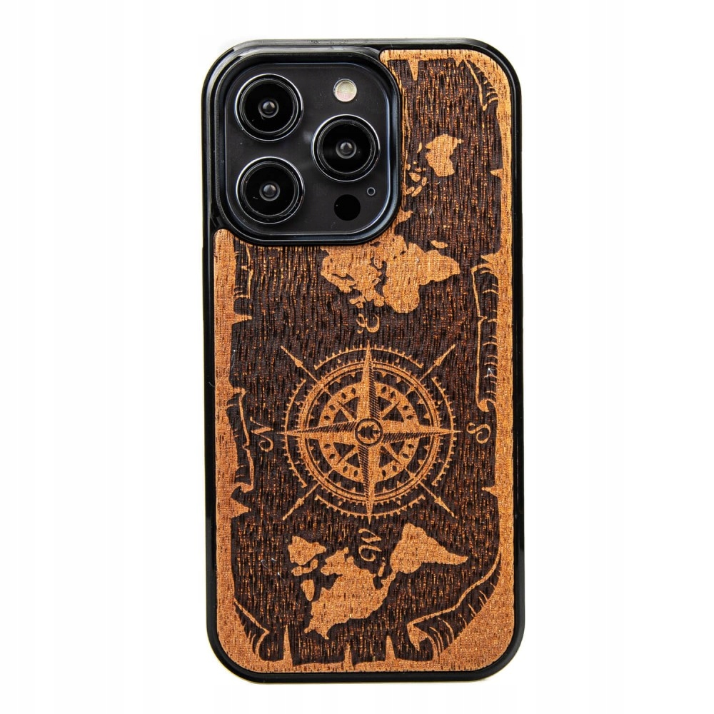 Dřevěné Pouzdro Bewood pro iPhone 14 Pro Růže Větrů Merbau