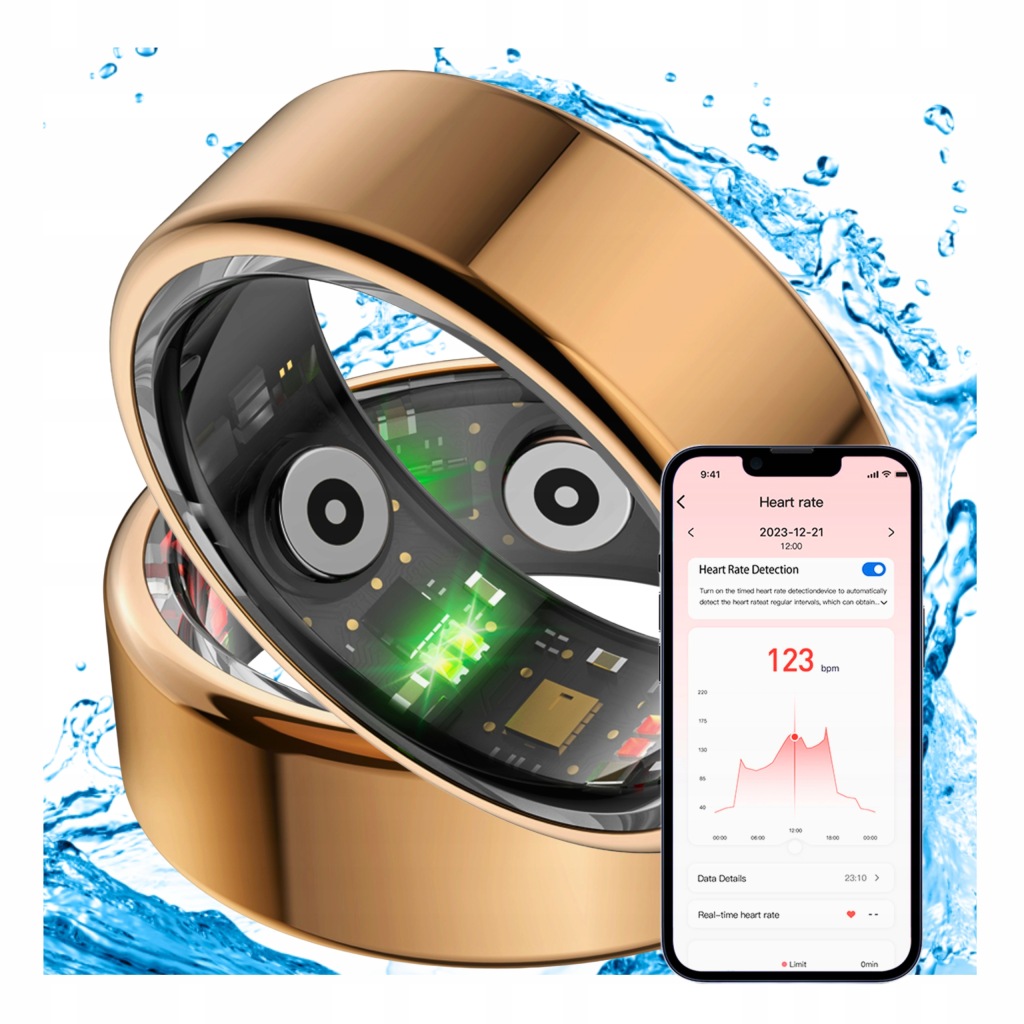 Smartring Colmi R02 18.9 mm Smart Ring Velikost 9 Ip68 Monitor spánku Zlatý