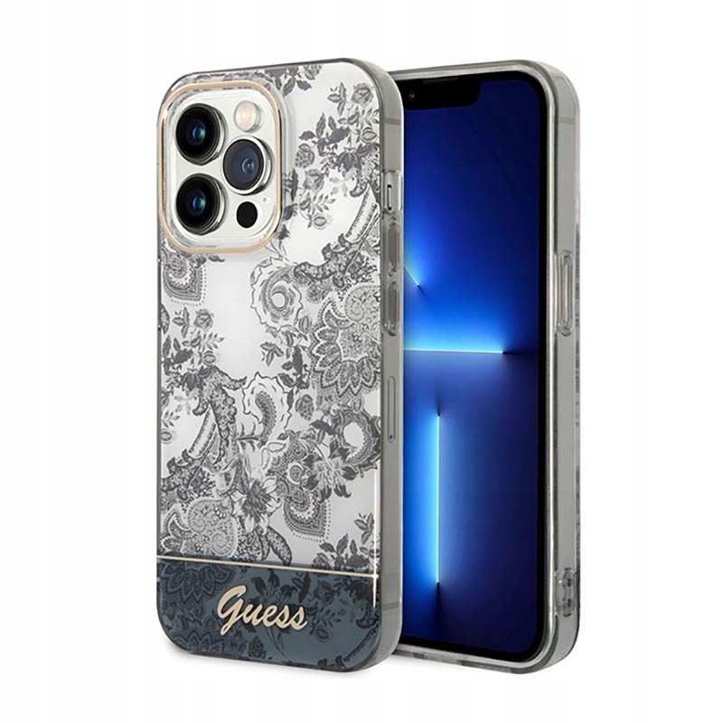 Guess Porcelain Collection Pouzdro pro iPhone 14 Pro Max (šedé)