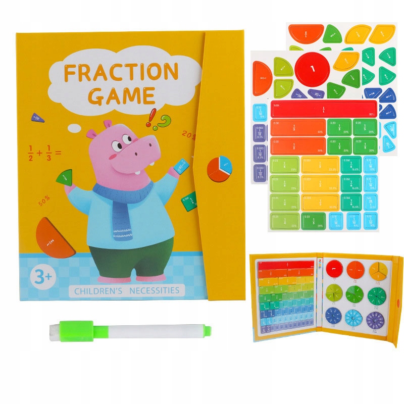 Zlomky hračka Montessori magnetická matematika puzzle smazatelná tužka