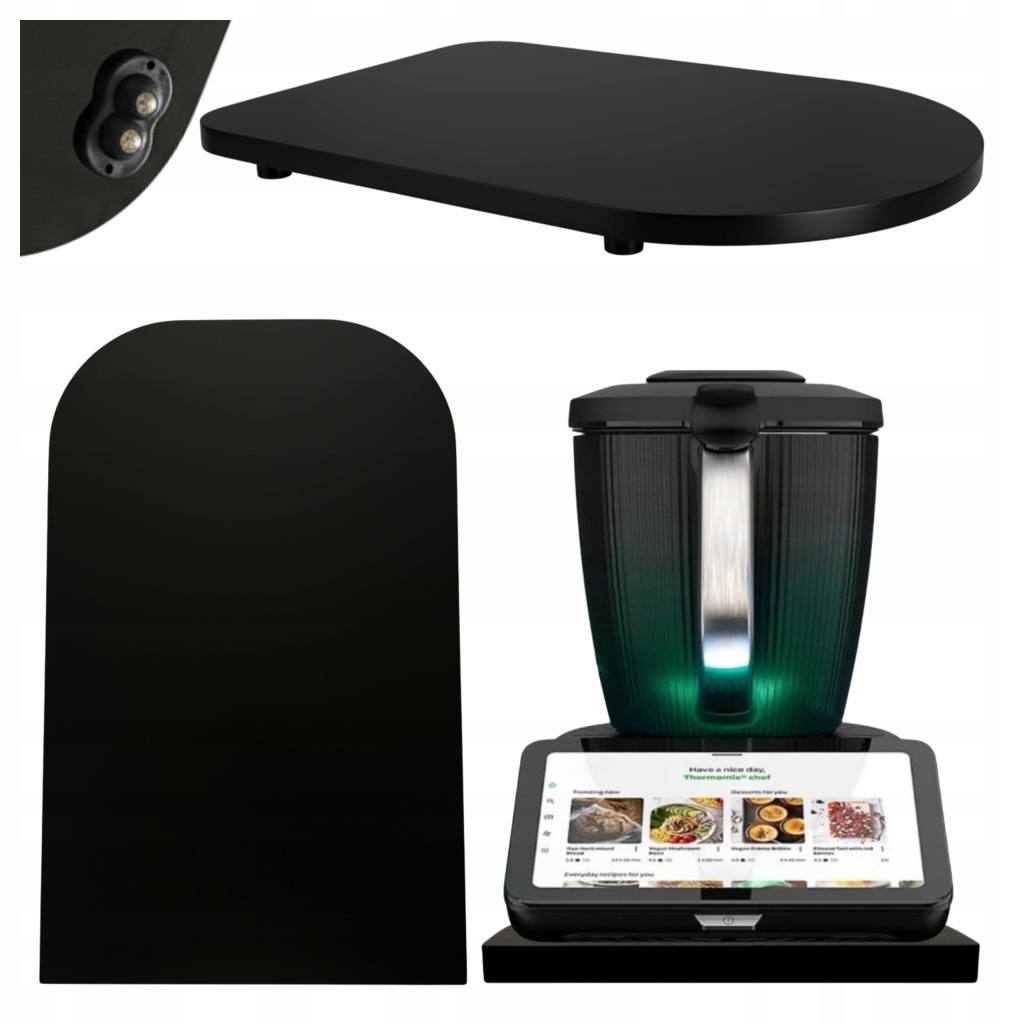 Deska pod Thermomix TM7 Podstavec pod termomix Posuvný Černá na kolečkách