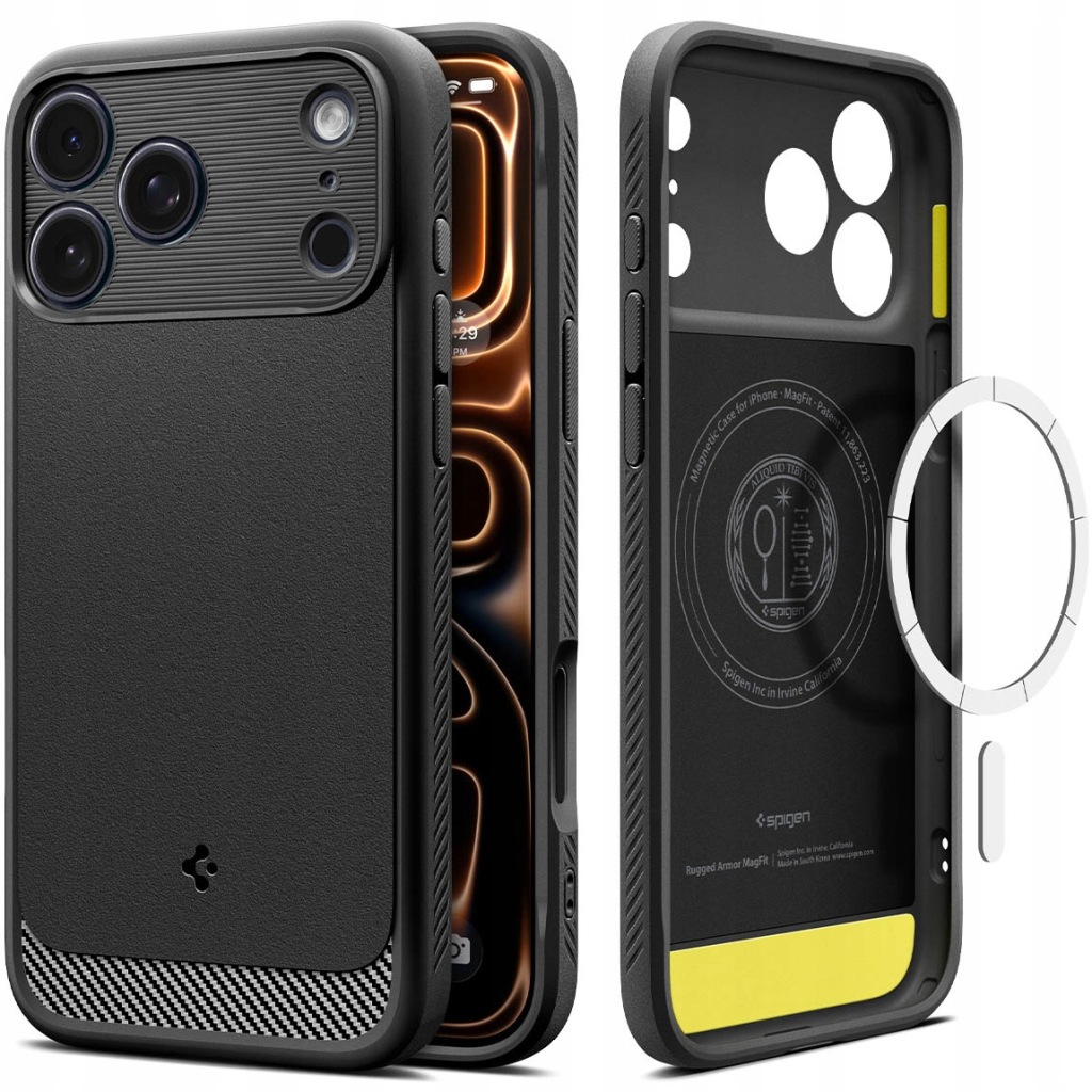 Pouzdro na iPhone 17 Pro, Spigen Rugged Armor Mag, tenká zadní kryt pro MagSafe