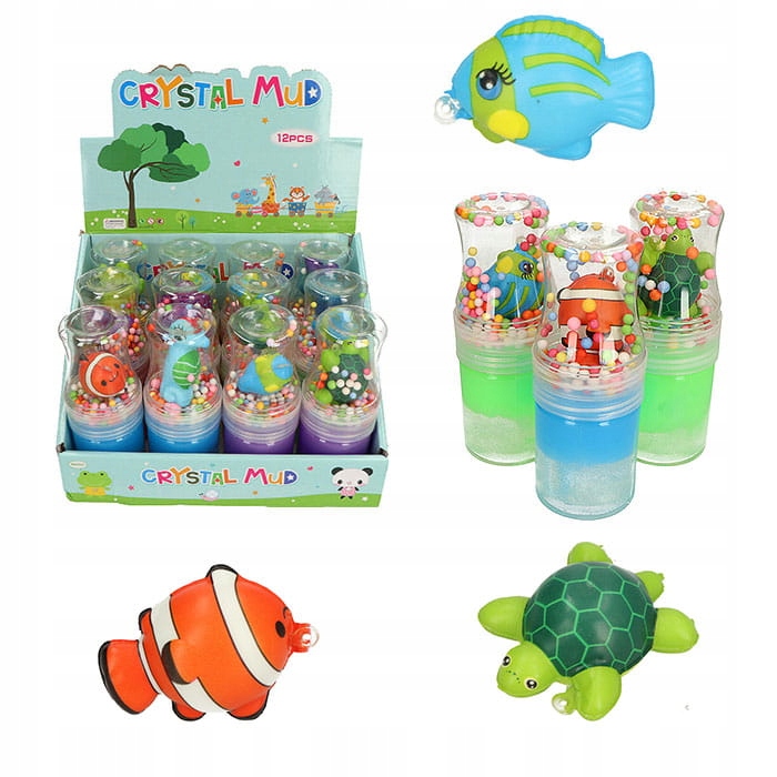 2V1 Glutek Slime Mačkací Hračka Mochi Antistresový MIX 12 Ks