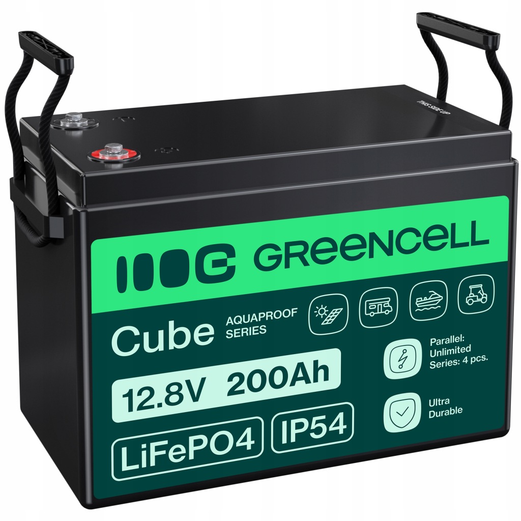 Akumulátor LiFePO4 200Ah 12.8V Bms Green Cell pro lodě karavanů, Velmi Lehký
