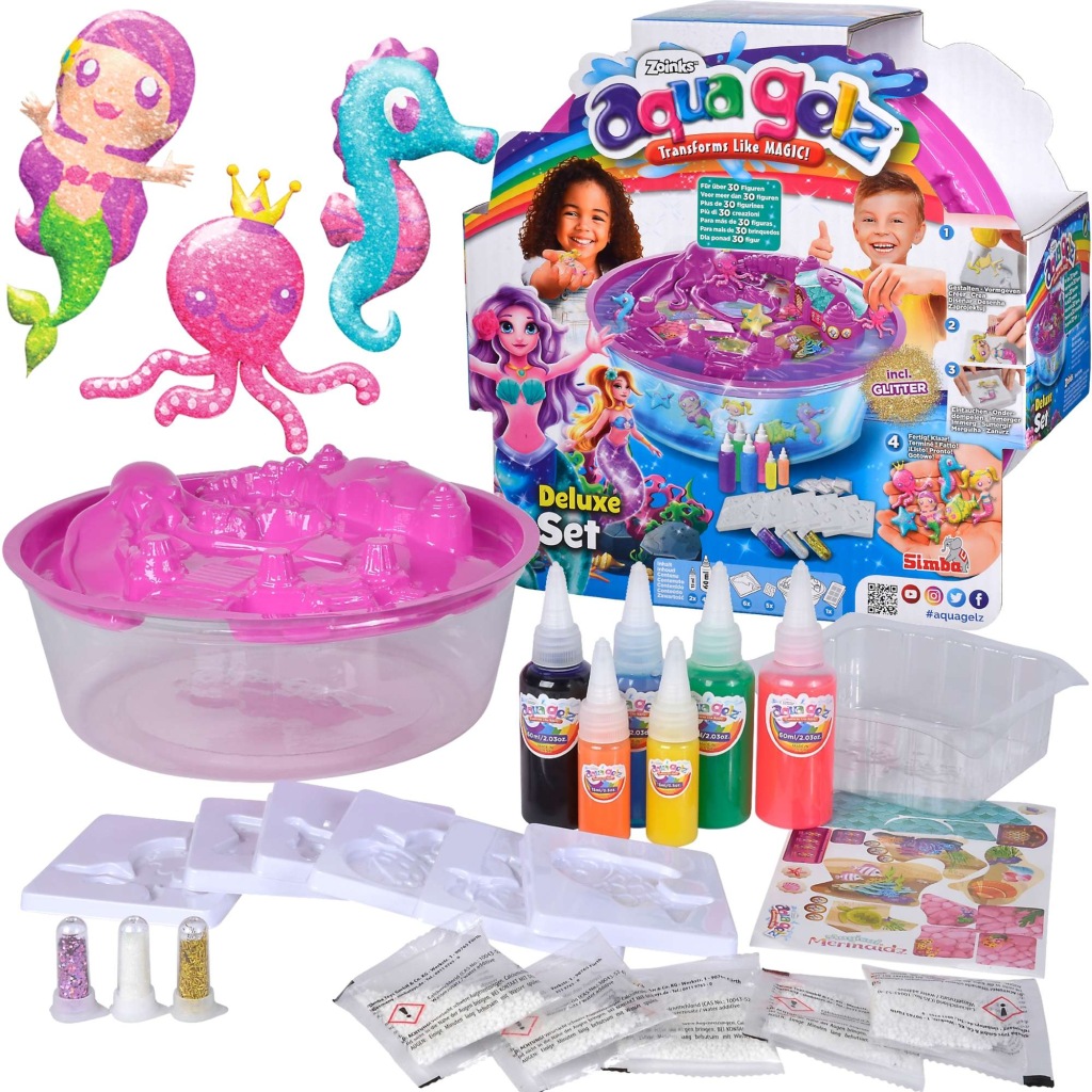 Aqua Gelz Velký Kreativní Set Kouzelné Mořské Panny 3D Figurky 6 Gelů Příslušenství