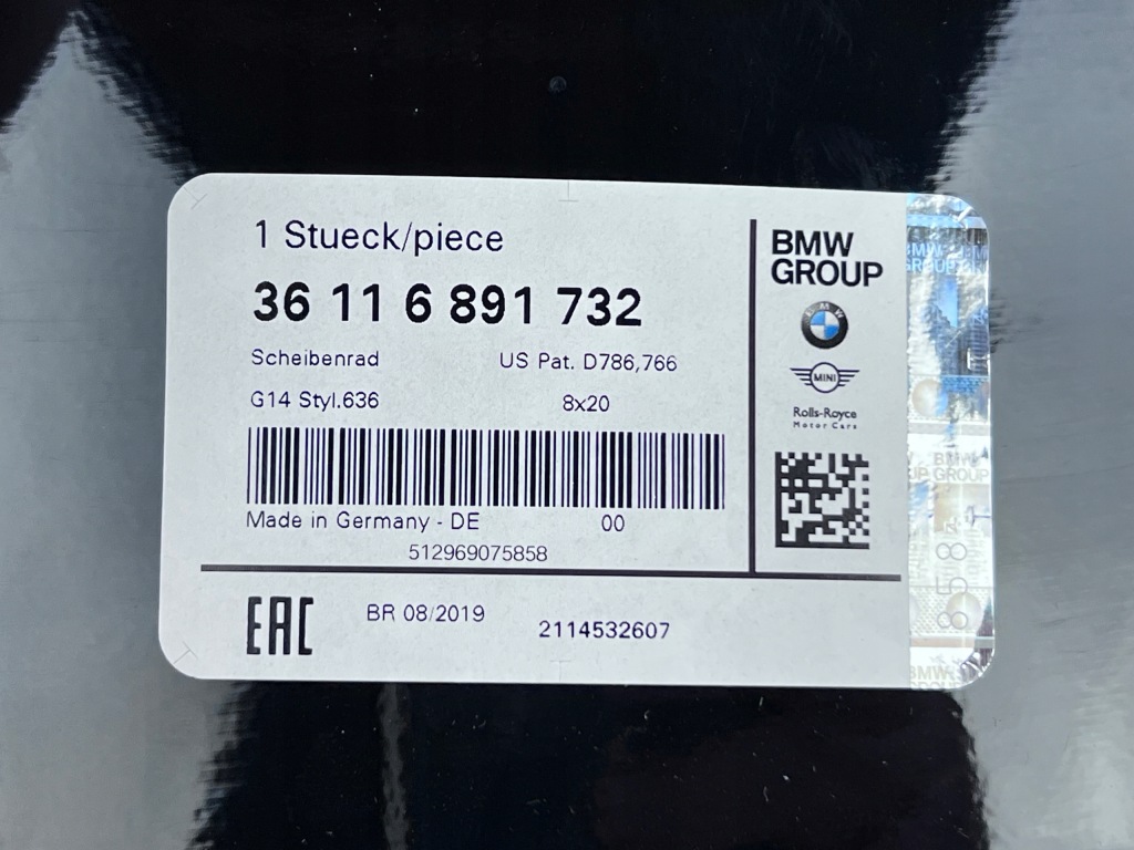 Bmw 8 G14 G15 G16 Felga Przód 8Jx20 Et26 6891732 Nowa Kreuzspeiche 636 — zdjęcie 9