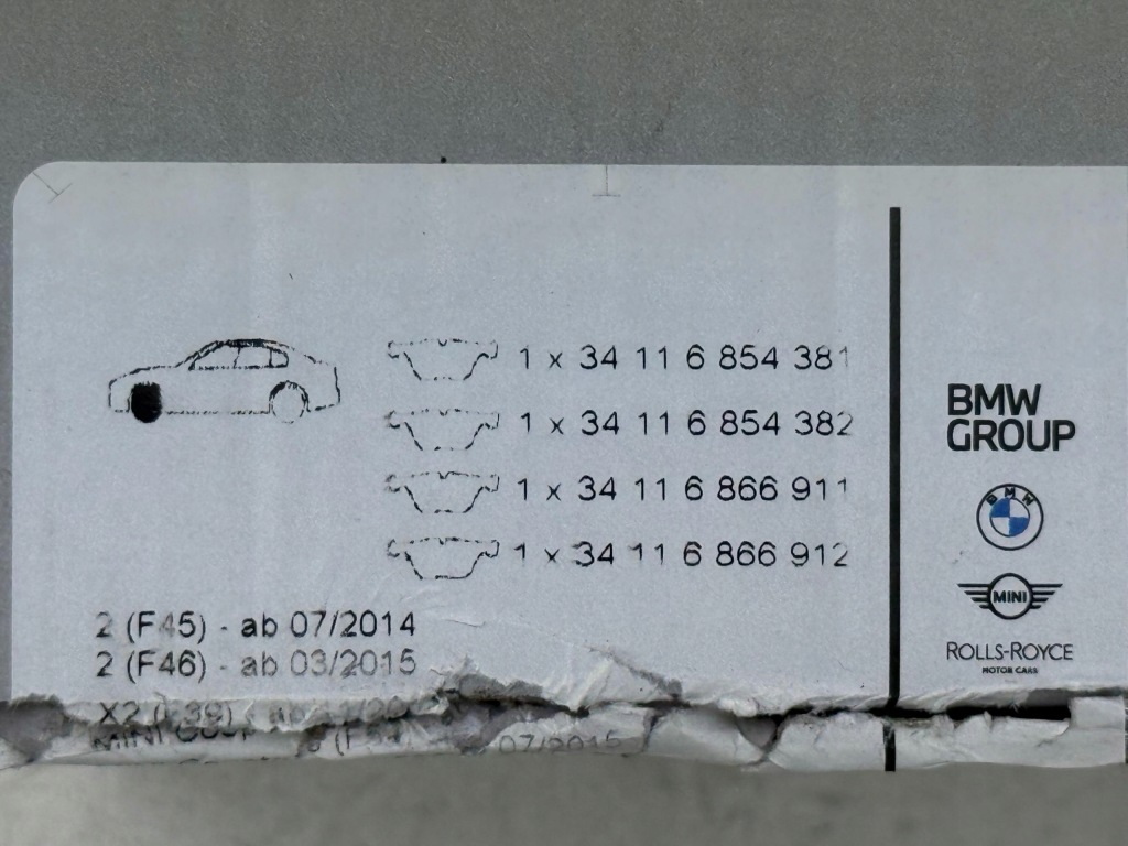 BMW F40 F48 MINI F60 Klocki Hamulcowe Przednie z Czujnikiem Nowe OE 8870743 — zdjęcie 8