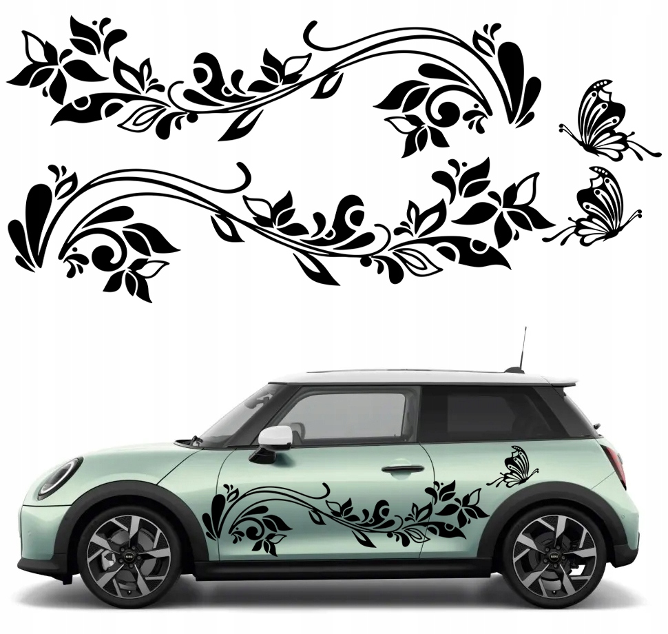 2x Samolepka Grafika na auto Mini Květinový Motiv Rostlinné květiny
