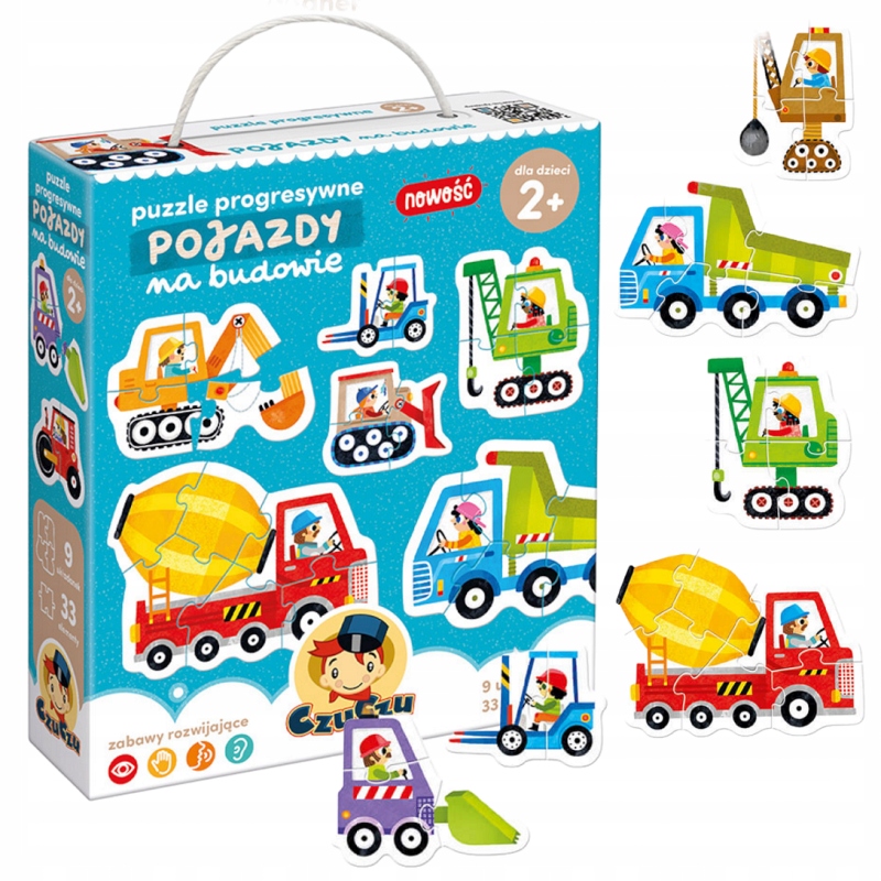 Skládačka Puzzle Barevné Stavební Auta pro skládání Kreativní zábava