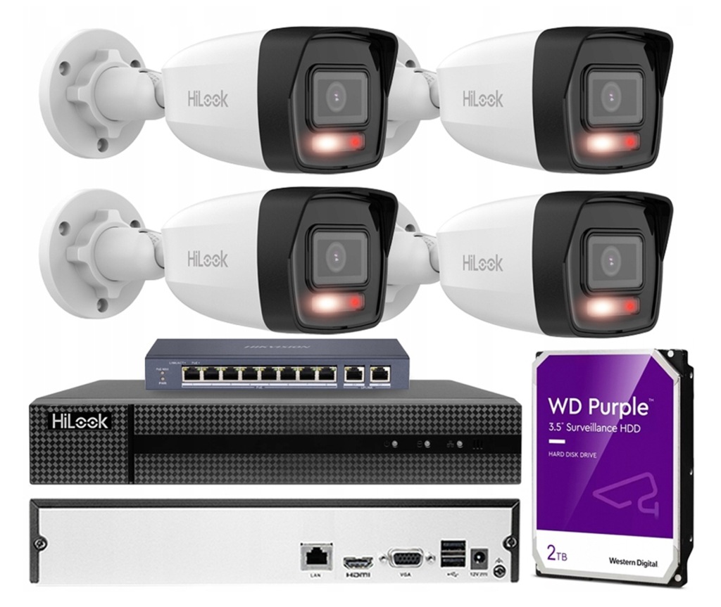 Monitorování domu 4 kamery 4Mpx Dual Light Mikrofon HiLook od Hikvision