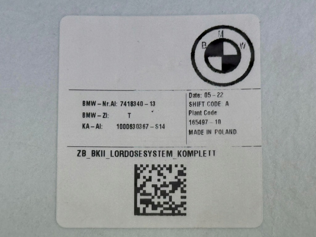 BMW F98 G01 G02 G21 Podparcie Lędźwi z Regulacją Szerokości Nowe OE 7418340 — zdjęcie 8