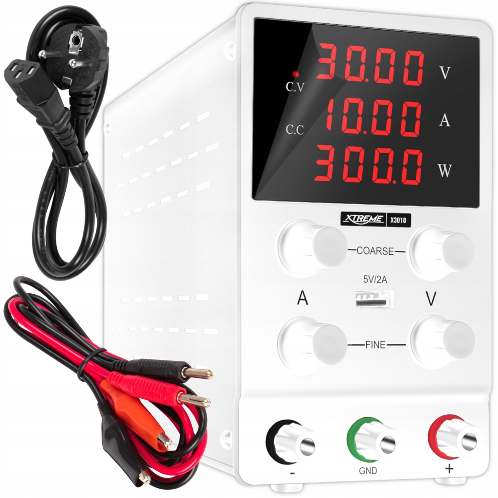 Laboratorní Napájecí Zdroj 30V 10A Regulovatelný Servisní Přesný Usb 5V Bílý