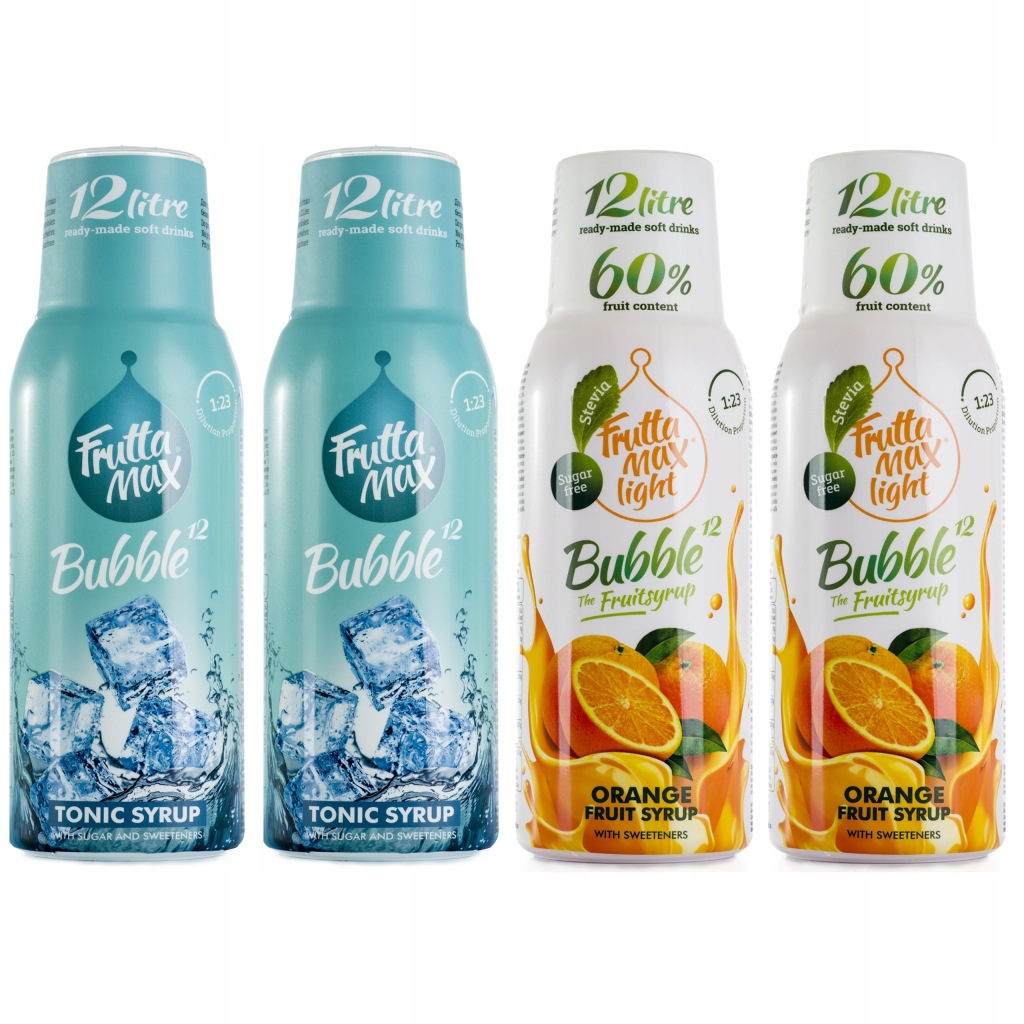 FruttaMax Sirup pro SodaStream Sada 4 sirupů 2x Tonic 2x Pomeranč