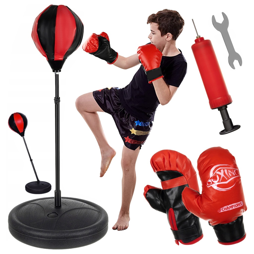 Boxovací sada pro děti Stojící boxerská hruška 70-104 cm rukavice