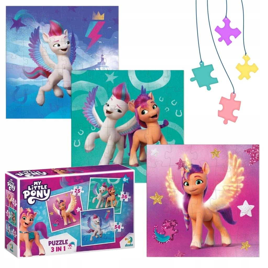 Hobby logická skládačka Puzzle Manuální hra Set 3v1 My Little Pony Kůň
